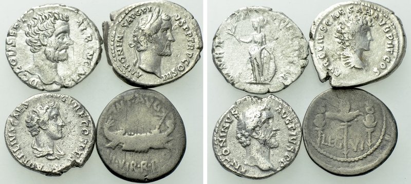 4 Roman Denari; Marc Antony, Clodius Albinus etc. 

Obv: .
Rev: .

. 

Co...