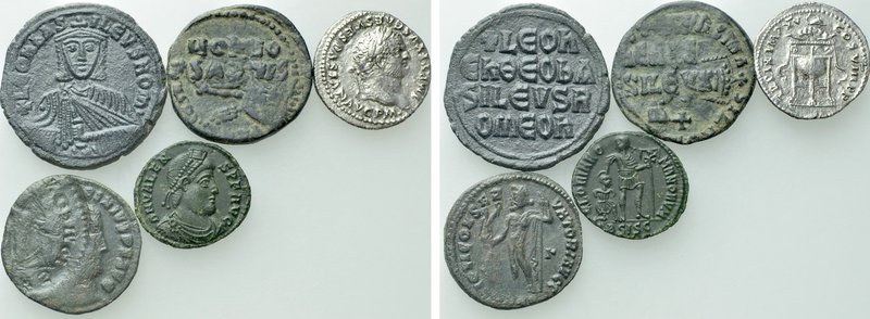 5 Roman and Byzantine Coins. 

Obv: .
Rev: .

. 

Condition: See picture....