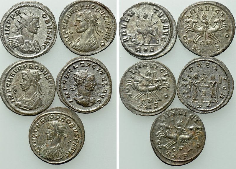 5 Antoniniani of Probus and Tacitus. 

Obv: .
Rev: .

. 

Condition: See ...