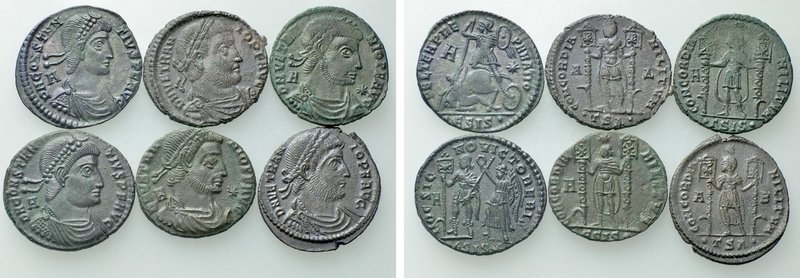 6 Coins of Vetranio and Constantius II. 

Obv: .
Rev: .

. 

Condition: S...