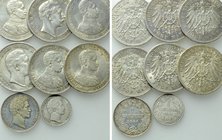 8 Silver Coins of the German Empire.