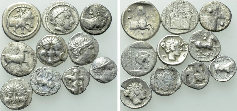 10 Greek Silver Coins. 

Obv: .
Rev: .

. 

Condition: See picture.

We...