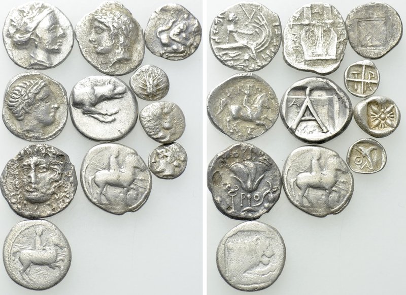 11 Greek Silver Coins. 

Obv: .
Rev: .

. 

Condition: See picture.

We...