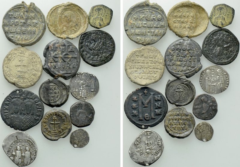13 Byzantine and Medieval Coins and Selas. 

Obv: .
Rev: .

. 

Condition...