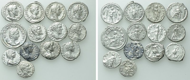 13 Roman Silver Coins. 

Obv: .
Rev: .

. 

Condition: See picture.

We...