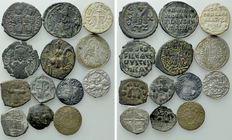 13 Byzantine, Islamic and Modern Coins. 

Obv: .
Rev: .

. 

Condition: S...