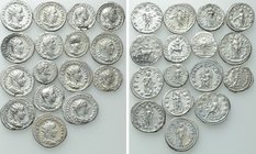16 Roman Silver Coins; Gordianus III, Macrinus, Trajanus Decius etc..