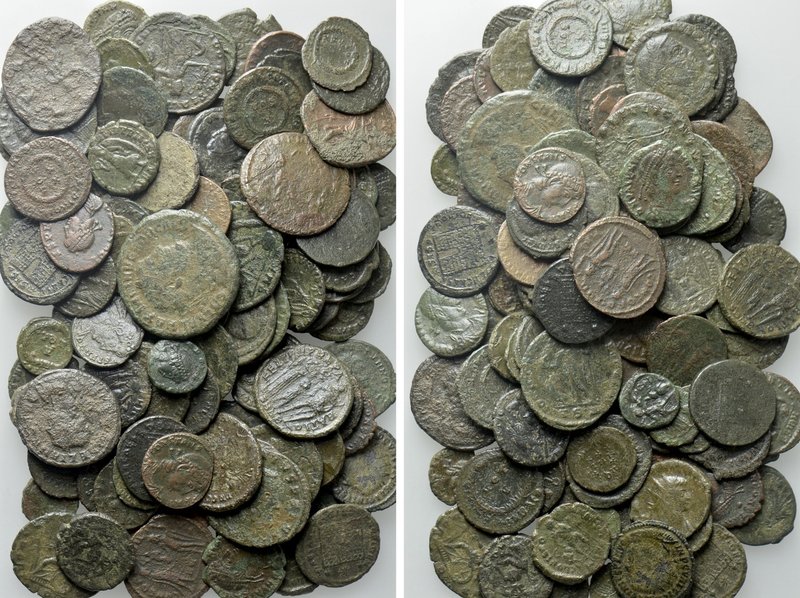 Circa 100 Late Roman Coins. 

Obv: .
Rev: .

. 

Condition: See picture....