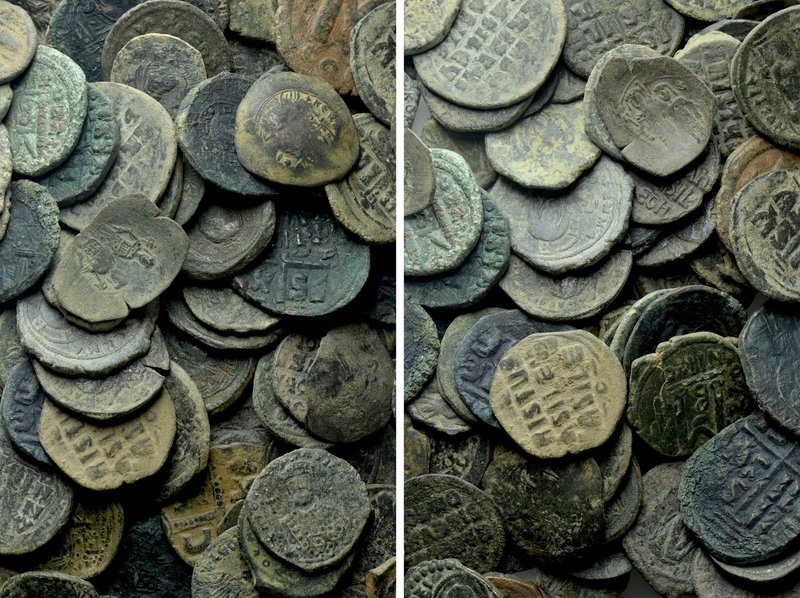 Circa 150 Byzantine Coins. 

Obv: .
Rev: .

. 

Condition: See picture.
...