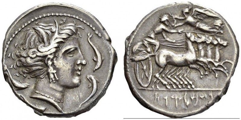 GREECE. Sicily. 
 Kephaloidion. Tetradrachm 409-396. Obv. Head of Tanit wreathe...