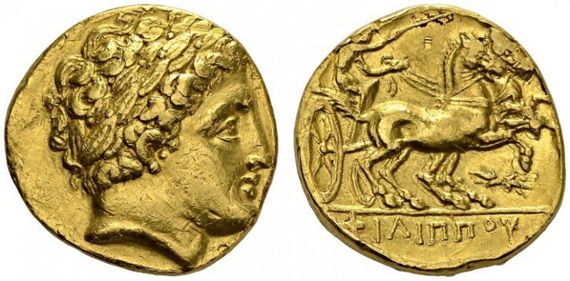 GREECE. Kingdom of Macedon.
Philip II, 359-336. Stater. AU. 8.42 g.
XF+ ex jew...