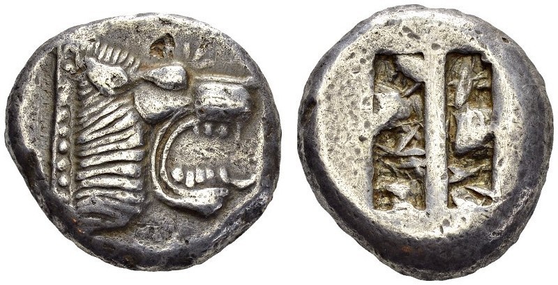 GREECE. Rhodes. 
 Lindos. Stater circa 500. Obv. Lion's head right with tuft of...