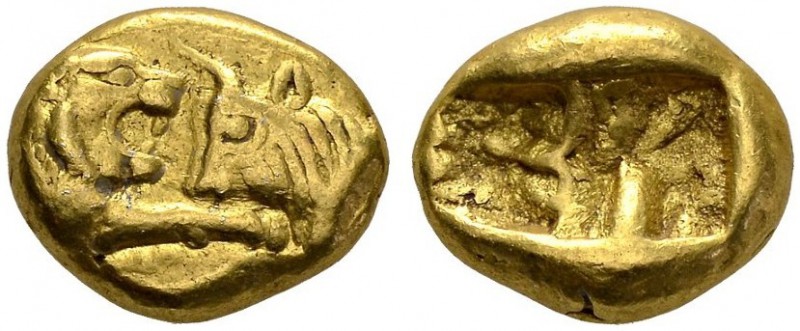 GREECE. Kingdom of Lydia. 
 Croesus. 1/3 Gold stater (564-550 BC). AU. 2.67 g....