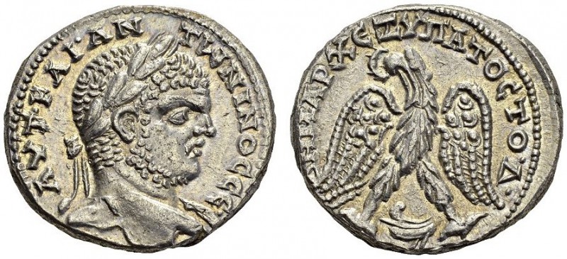GREECE. Syria. 
 Caracalla 198-217. Tetradrachm 215-217, Beirut. AR. 14.11 g.
...