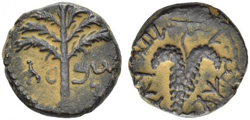 GREECE. Judaea. 
 Bar-Kokhba revolt 132-135. Small bronze 135-135. BR. 4.92 g....