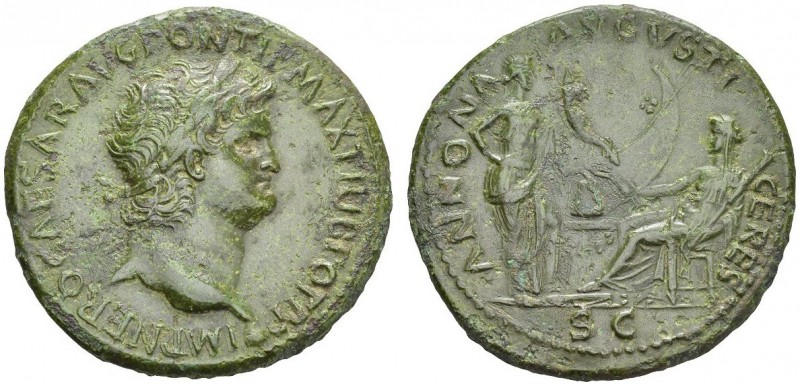 ROMAN EMPIRE. 
 Nero, 54-68. Sestertius (66 AD), Lugdunum. RIC I 496. 26.03 g....