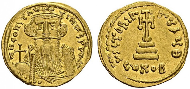 BYZANTINE EMPIRE. 
 Constans II, 641-668. Solidus 651-654, Constantinople. Obv....