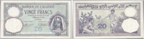 ALGERIE. 
 Banque de l'Algérie. 20 Francs 09-12-1914. Pick 78a.
 XF pinholes
