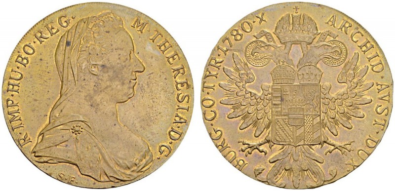 AUSTRIA. 
 Maria Theresia, 1740-1780. Thaler 1780 SF. Restrike in bronze. BR. 2...