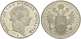 AUSTRIA. 
 Franz Joseph I, 1848-1916. Taler 1855 A, Vienna. KM 2243.1. AR. 26.00 g.
 UNC
 Prooflike surfaces.