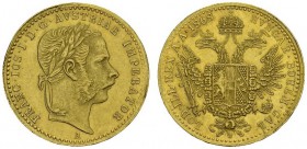 AUSTRIA. 
 Franz Joseph I, 1848-1916. Ducat 1868 A, Vienna. KM 2266; Fr. 492. AU. 3.48 g.
 Nice AU