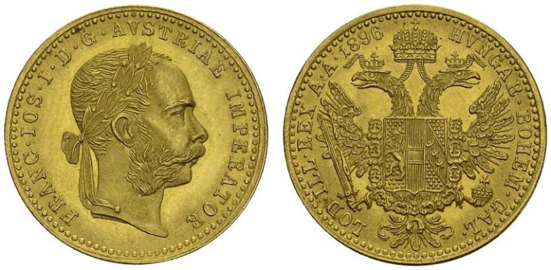 AUSTRIA. 
 Franz Joseph I, 1848-1916. Ducat 1896. KM 2267; Fr. 493. AU. 3.49 g....