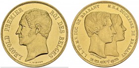 BELGIQUE. 
 Léopold I, 1831-1865. 100 Francs (module) 1853. Mariage. Av. LEOPOLD PREMIER ROI DES BELGES. Tête à gauche. Rv. L L PH M V DUC DE BRABANT...