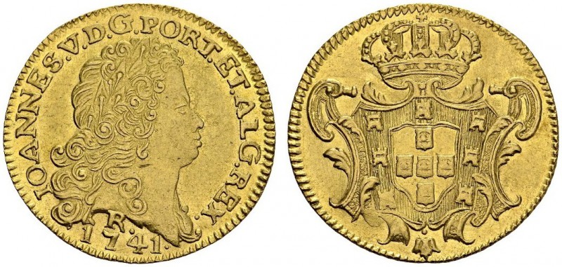BRASIL. 
 João V, 1706-1750. 6400 Reis 1741 R, Rio de Janeiro. KM 149; Fr. 46. ...