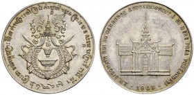 CAMBODIA. 
 Sisowath I, 1904-1927. Medal in silver 1905. Tribute from the king to his mother Préa Voréachini. Lec. 127. AR. 17.16 g.
 Nice UNC