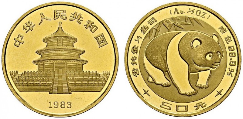 CHINA. 
 People's Republic, 1949-. 50 Yuan 1983. 1/2 oz Panda. KM 71; Fr. B5. A...