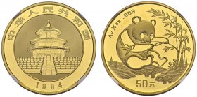 CHINA. 
 People's Republic, 1949-. 50 Yuan 1994, Small date. 1/2 oz Panda. KM 614; Fr. B5. AU. 15.60 g. 16'788 ex. RR
 NGC MS 69