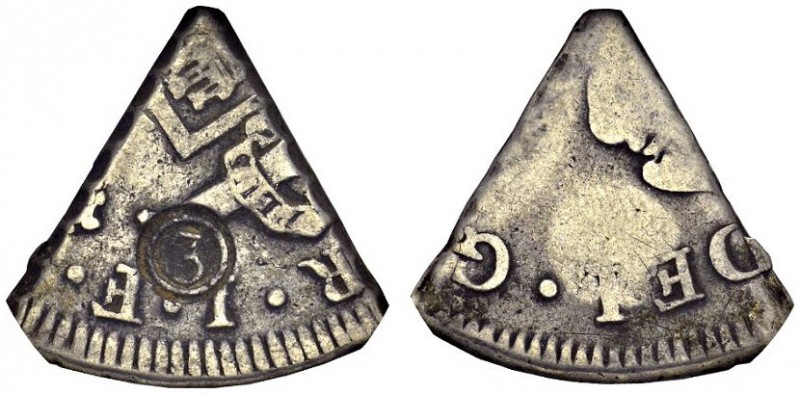 CURACAO. 
 2nd British Occupation, 1807-1816. 3 Reaal ND (1818). Counterstamp 3...