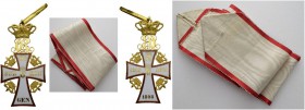 DENMARK. 
 Christian IX, 1863-1906. Order of the Dannebrog. Commander's Cross in Gold. Hallmark dated (18)98 on ring, with original ribbon. AU. 34.86...