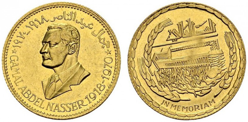 EGYPT. 
 Republic of Egypt, 1961-. Gold medal ND. In memoriam Gamal Abdel Nasse...