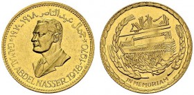EGYPT. 
 Republic of Egypt, 1961-. Gold medal ND. In memoriam Gamal Abdel Nasser, 1918-1970. AU. 3.98 g.
 UNC