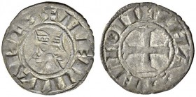 FRANCE. Provinciales. 
 Château-Meillant, Ebbes de Déols, 1160-1214. Denier. Av. +MELHIARES. Buste couronné à gauche. Rv. +CHASTELLOM. Croix pattée. ...