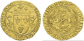 FRANCE. 
 Louis XI, 1461-1483. Ecu d'or à la couronne (1ère émission, 31 décembre 1461) P, Perpignan. Dup. 539; Ciani 742. AU. 3.38 g.
 SUP