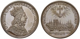 FRANCE. 
 Louis XIV, 1643-1715. Médaille en cuivre 1664, non signée (Warin). Commémore la cérémonie du Sacre à Reims. Av. LVD XIIII D G FR ET NAV REX...
