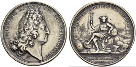 FRANCE. 
 Louis XIV, 1643-1715. Médaille en argent 1703. Firmata consilio commercia. AR. 36.37 g.
 TTB