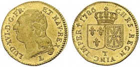 FRANCE. 
 Louis XVI, 1774-1793. Louis d'or à la tête nue 1786 T, Nantes. Gad. 361. AU. 7.6 g.
 FDC