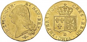 FRANCE. 
 Louis XVI, 1774-1792. Double louis d'or à la tête nue 1786 D, Lyon. Gad. 363. AU. 15.27 g.
 SUP
