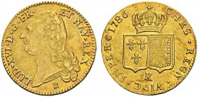 FRANCE. 
 Louis XVI, 1774-1793. Double louis d'or à la tête nue 1786 K, Bordeaux. Gad. 363. AU. 15.21 g.
 SUP