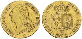 FRANCE. 
 Louis XVI, 1774-1792. Double louis d'or à la tête nue 1786 W, Lille. Gad. 363. AU. 15.17 g.
 SUP