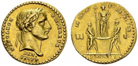 FRANCE.
Consulat, 1799-1804. Médaille en or An XIII (1804), par Jeuffroy. Le Sénat et le peuple. Bramsen 330; Julius 1268. AU. 2.03 g.
SUP-FDC