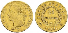 FRANCE. 
 Napoléon I, 1804-1814. 20 Francs 1815 L, Bayonne. Gad. 1025a; F. 516A. AU. 6.42 g. 18'278 ex.
 TTB