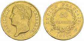 FRANCE. 
 Napoléon I, 1804-1814. 40 Francs 1810 W, Lille. Gad. 1084; F. 541. AU. 12.96 g.
 SUP