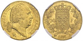 FRANCE. 
 Louis XVIII, 1814-1824. 20 Francs 1818 A, Paris. Gad. 1028; F. 519. AU. 6.44 g.
 NGC MS 62
