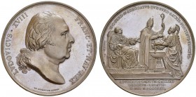 FRANCE. 
 Louis XVIII, 1815-1824. Médaille en bronze 1821, par Andrieu et Galle. Baptême du duc de Bordeaux. Av. LVDOVICVS XVIII FRANC ET NAV REX. Tê...