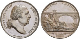 FRANCE. 
 Louis XVIII, 1815-1824. Médaille en bronze 1823, par Tiolier. Benjamin Duvivier. BR. 68.81 g.
 SUP
