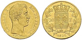 FRANCE. 
 Charles X, 1824-1830. 20 Francs 1826 W, Lille. Gad. 1029; F. 520. AU. 6.40 g.
 SUP